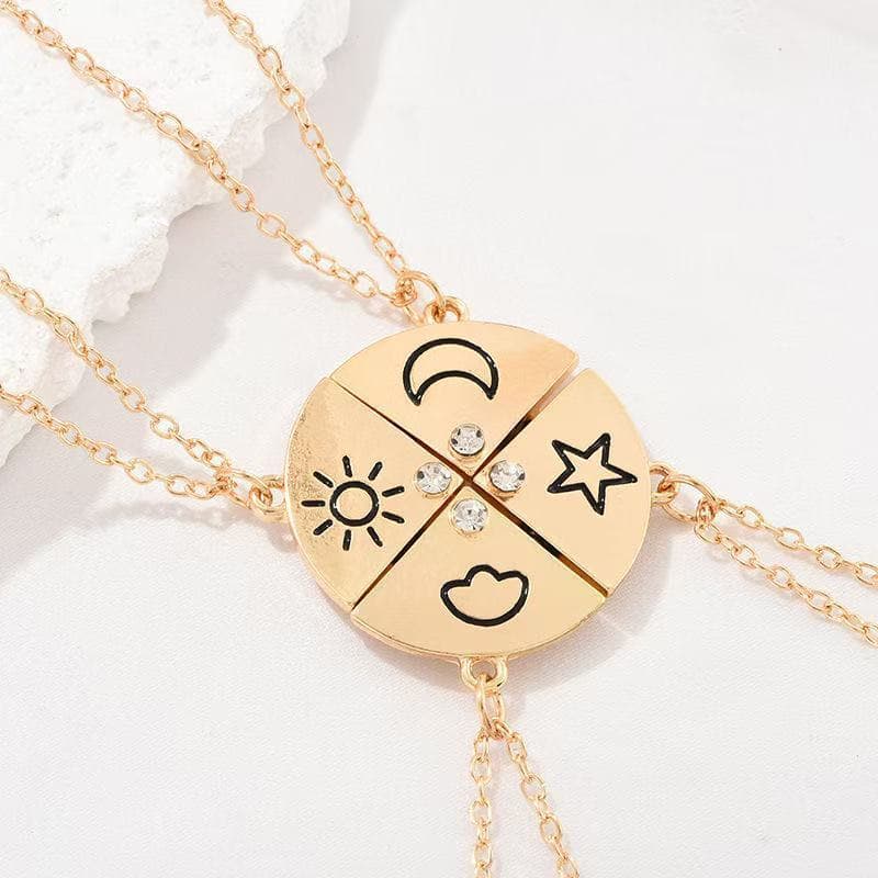 Magnetic Friendship Necklace with Star Moon Sun Cloud Charm