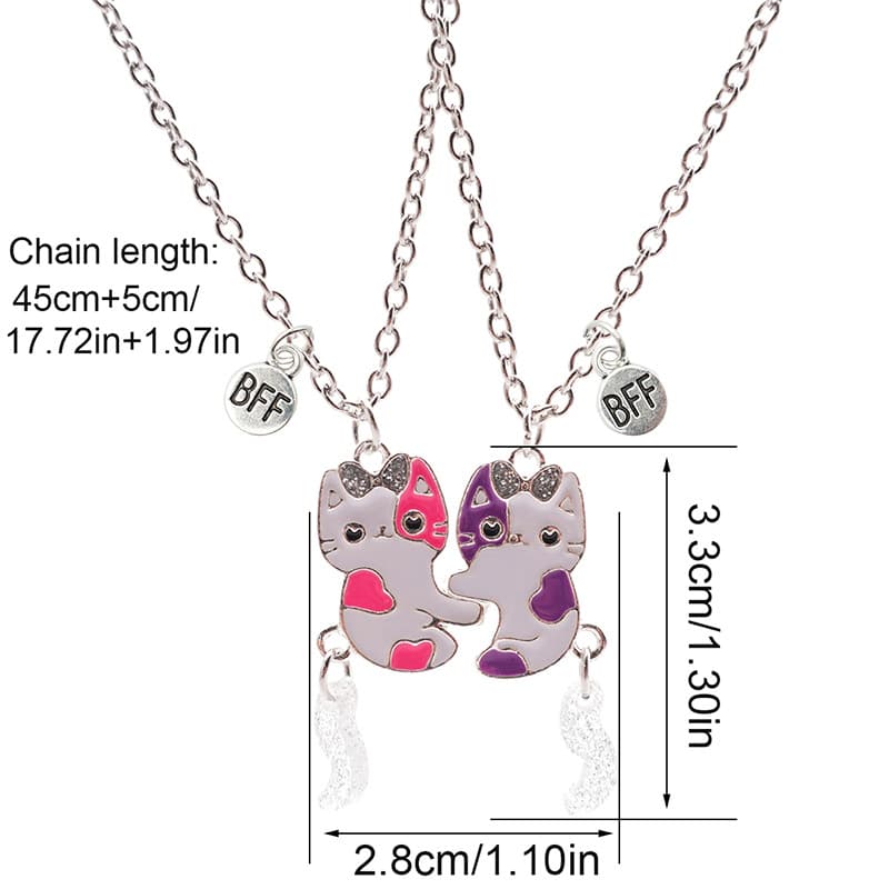 Cute Cat Couple Necklaces - Magnetic BFF Friendship Jewelry Set