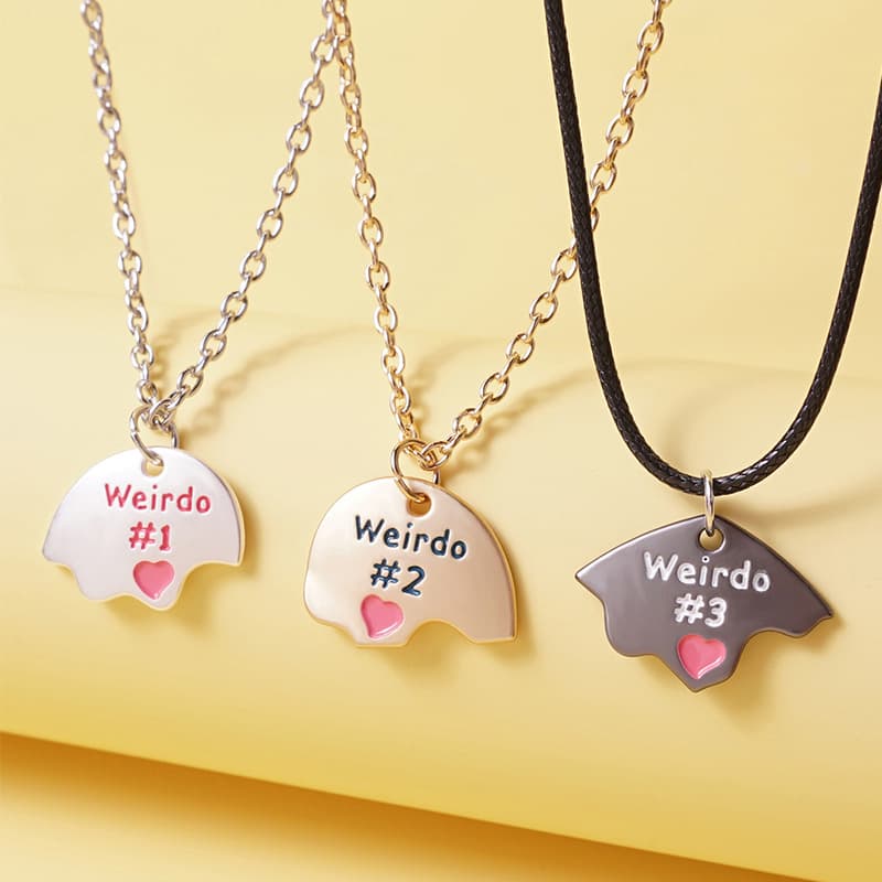 Magnetic Friendship Necklace Set - Cute Weirdo Puzzle Hearts for Besties
