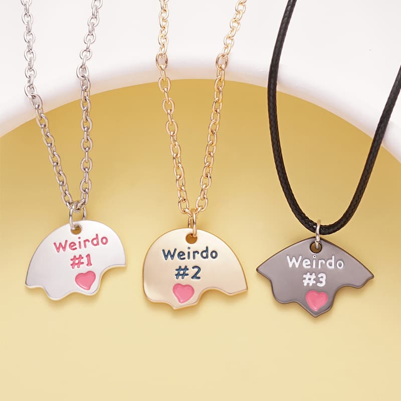 Magnetic Friendship Necklace Set - Cute Weirdo Puzzle Hearts for Besties