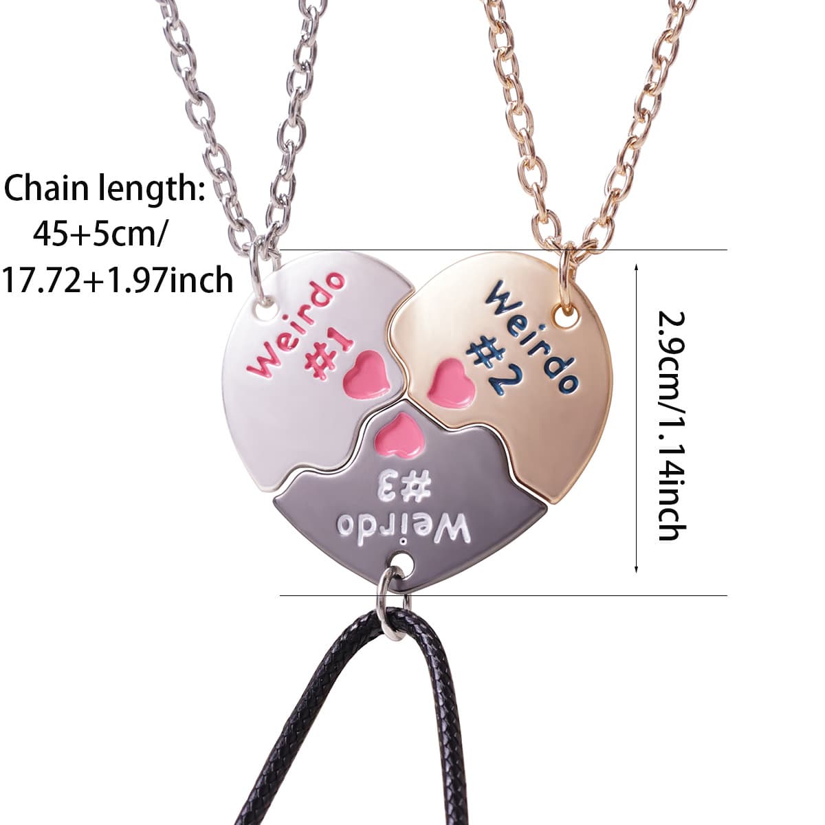 Magnetic Friendship Necklace Set - Cute Weirdo Puzzle Hearts for Besties