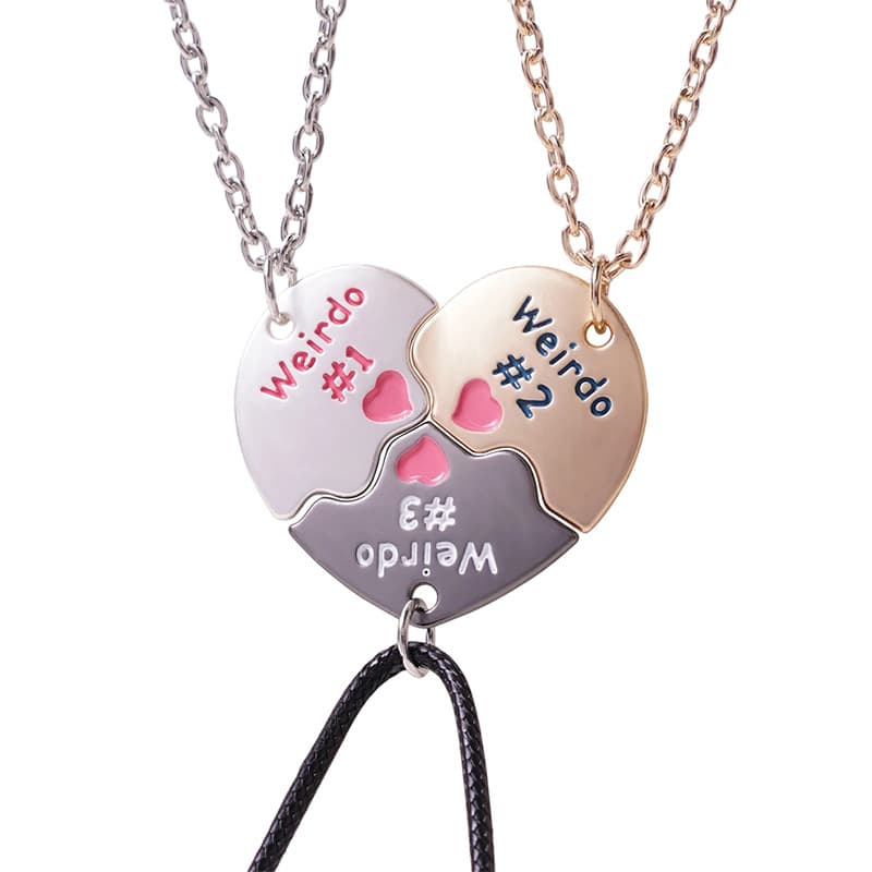 Magnetic Friendship Necklace Set - Cute Weirdo Puzzle Hearts for Besties