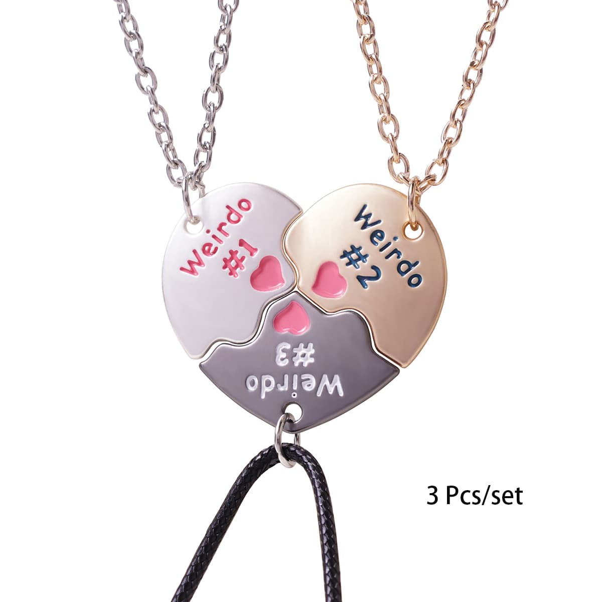 Magnetic Friendship Necklace Set - Cute Weirdo Puzzle Hearts for Besties