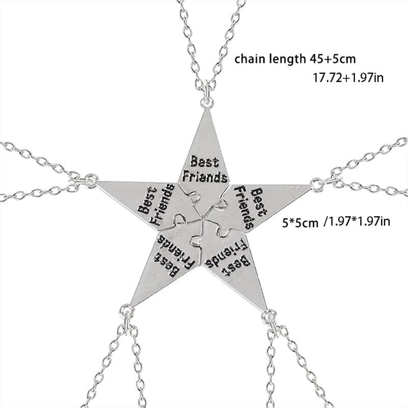 5-Piece Star Friendship Necklace for Best Friends