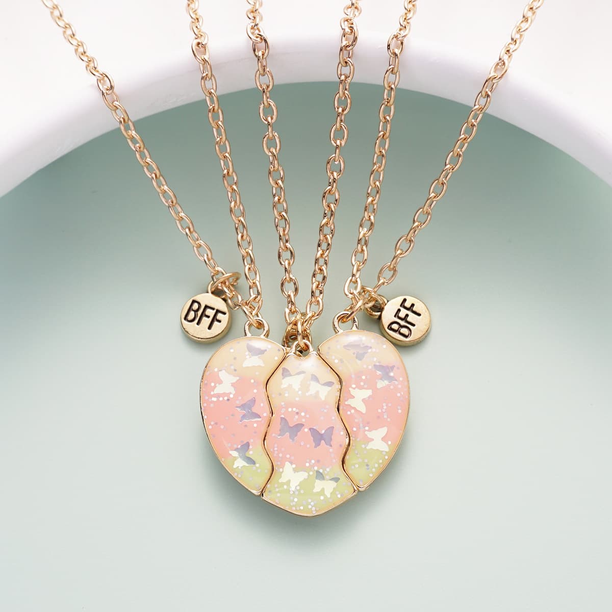 BFF Best Friends Forever Magnetic Heart Necklace Set of 3