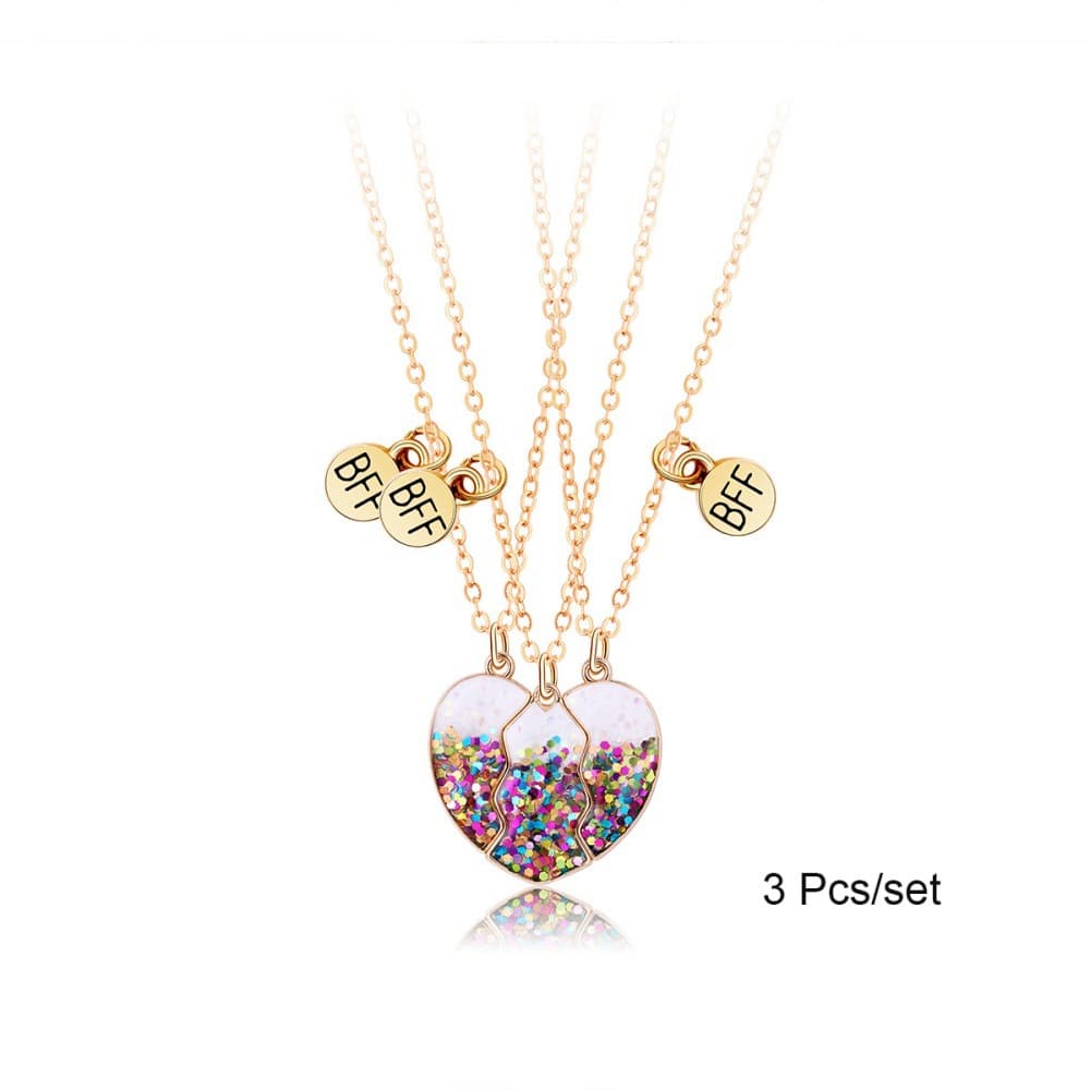 BFF Best Friends Forever Magnetic Heart Necklace Set of 3