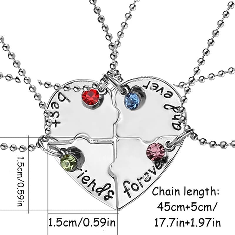 Best Friends Forever Puzzle Heart Necklace Set - Alloy Charm Jewelry