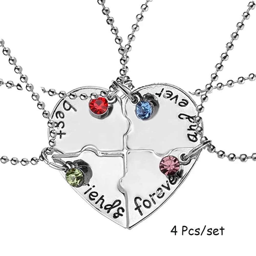Best Friends Forever Puzzle Heart Necklace Set - Alloy Charm Jewelry