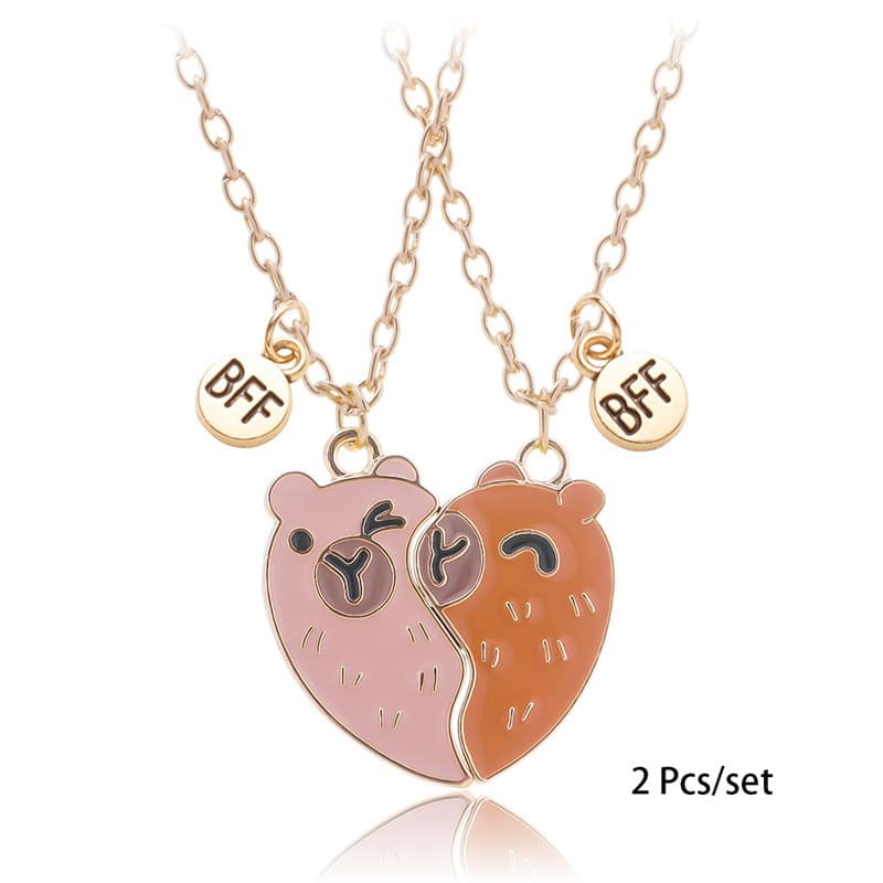 Cute Capybara Magnetic BFF Necklaces - Perfect Gift for Best Friends