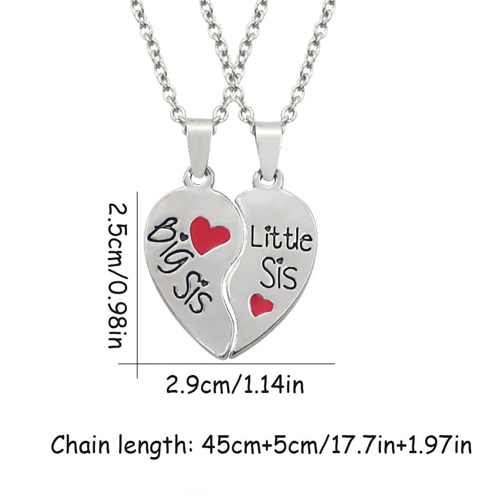 Big Sis & Little Sis Heart Split Necklaces Set - Perfect Sister Gift