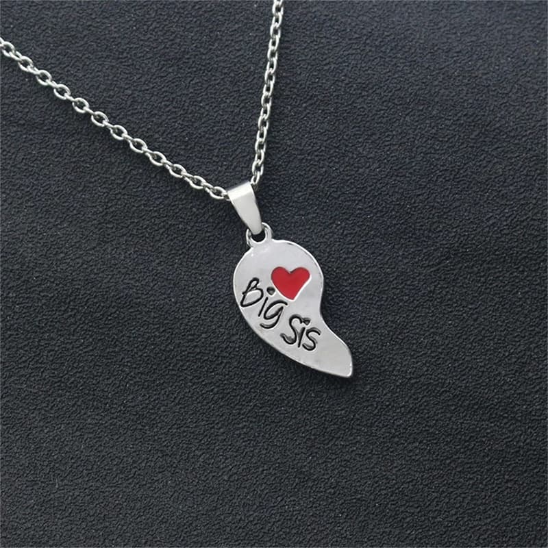 Big Sis & Little Sis Heart Split Necklaces Set - Perfect Sister Gift