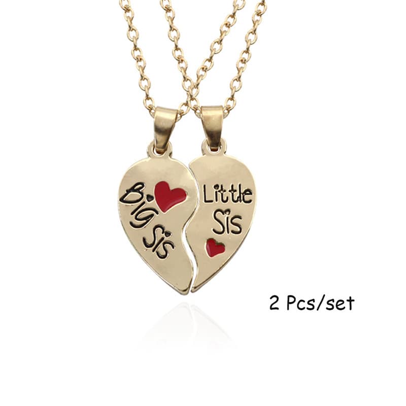 Big Sis & Little Sis Heart Split Necklaces Set - Perfect Sister Gift