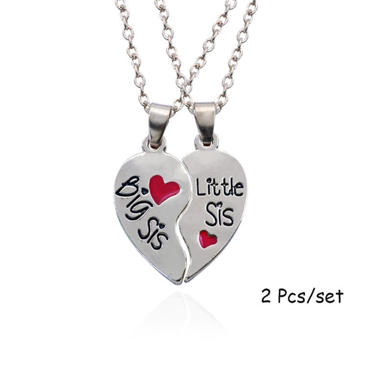 Big Sis & Little Sis Heart Split Necklaces Set - Perfect Sister Gift