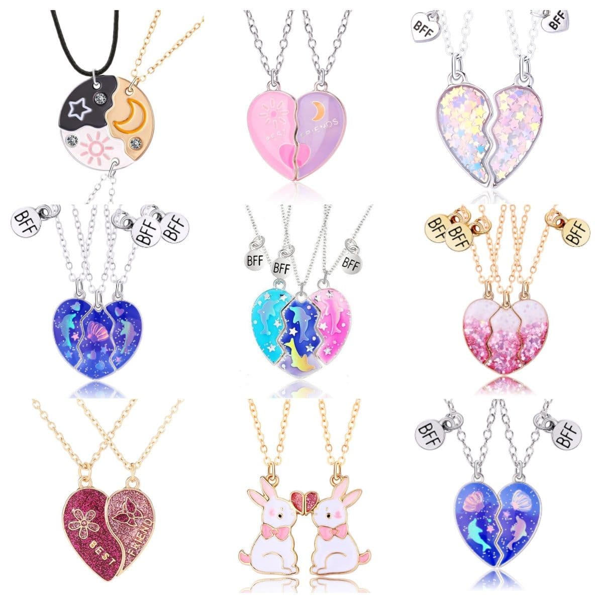 Best Friends Magnetic Necklaces - Matching Heart Pendant Set for Girls