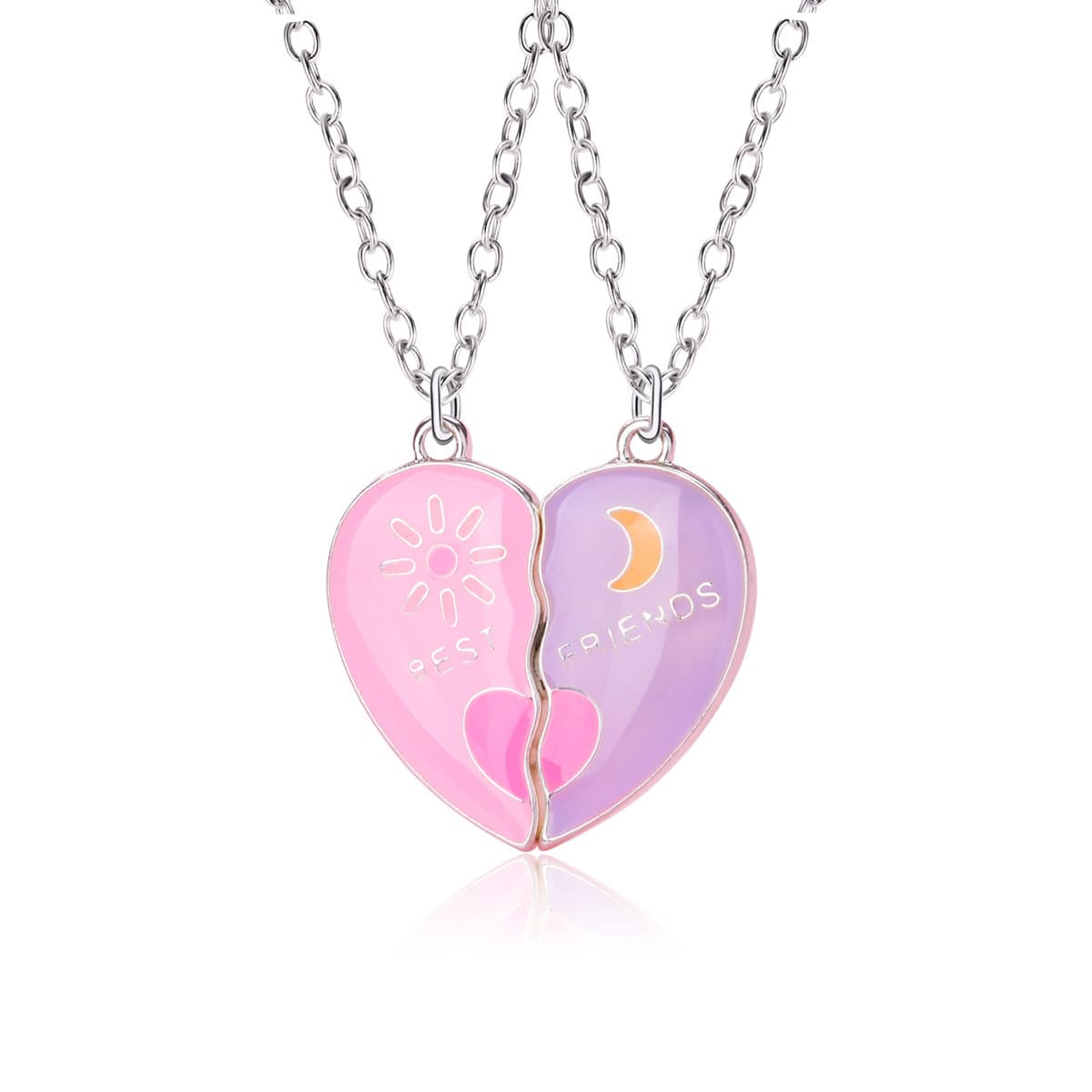 Best Friends Magnetic Necklaces - Matching Heart Pendant Set for Girls