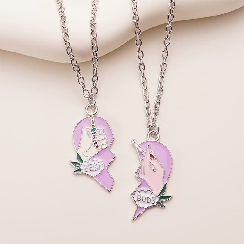 Best Buds Heart Split Necklace Set for Best Friends