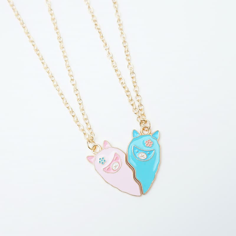 Cute Alpaca Friendship Necklaces Set for Best Friends