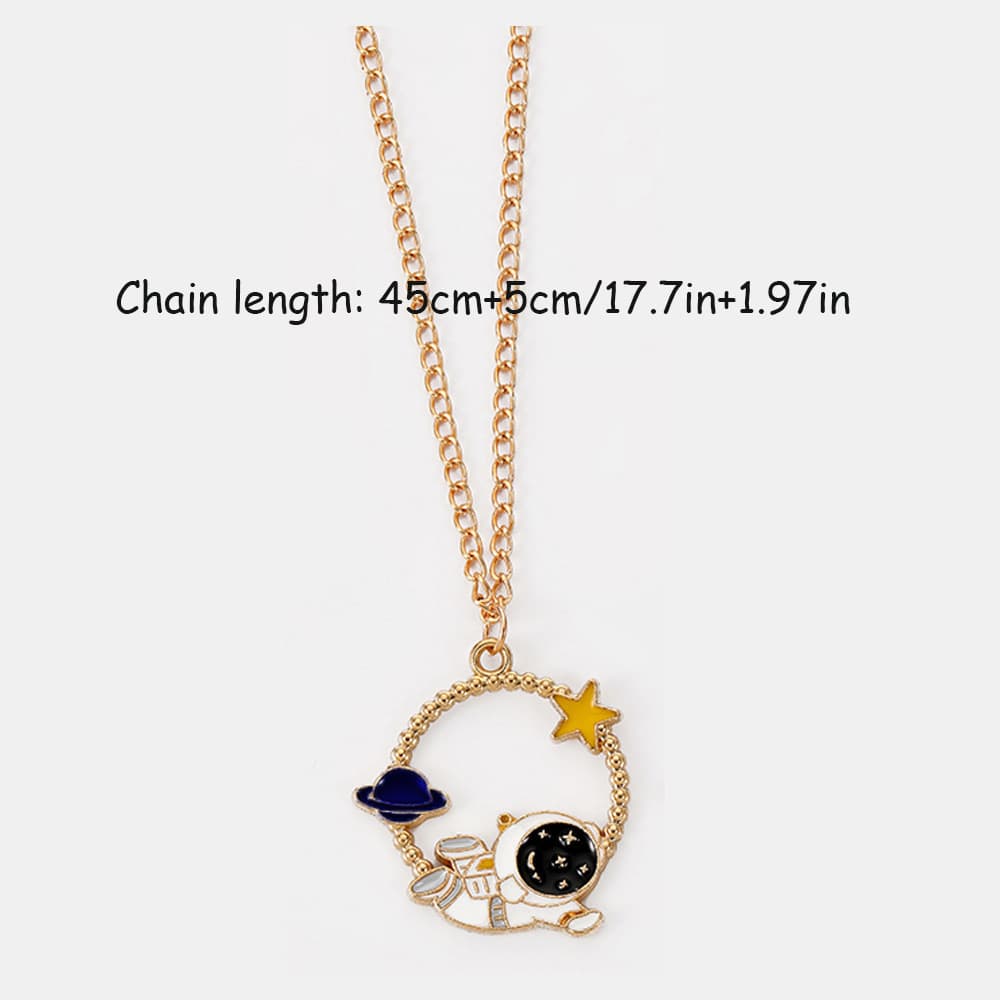 Cute Astronaut Pendant Necklace Set - Space Lover Gift