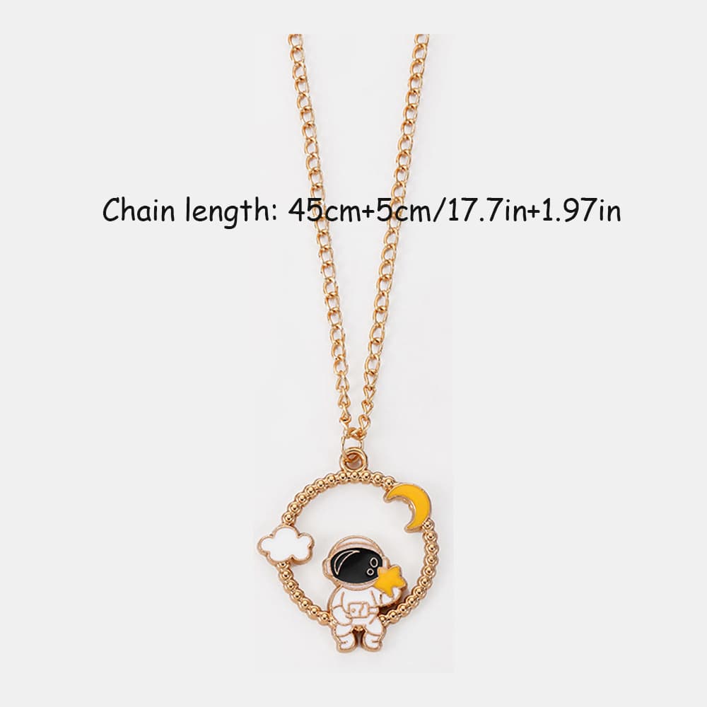 Cute Astronaut Pendant Necklace Set - Space Lover Gift