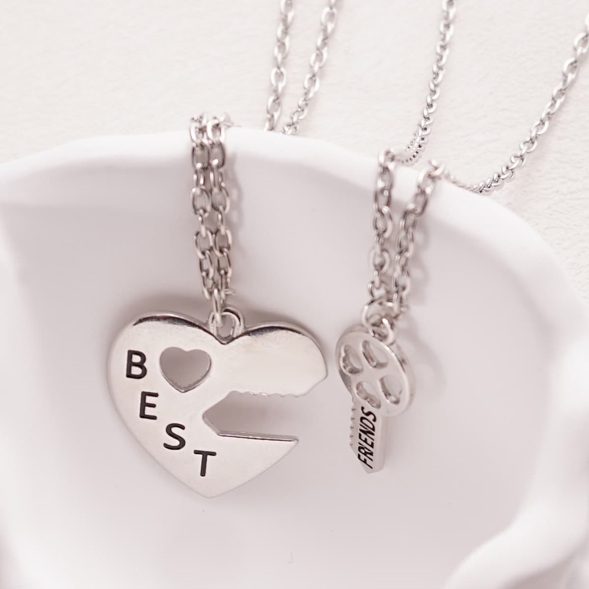 Best Friends Heart Key Pendant Necklace Set for Couples