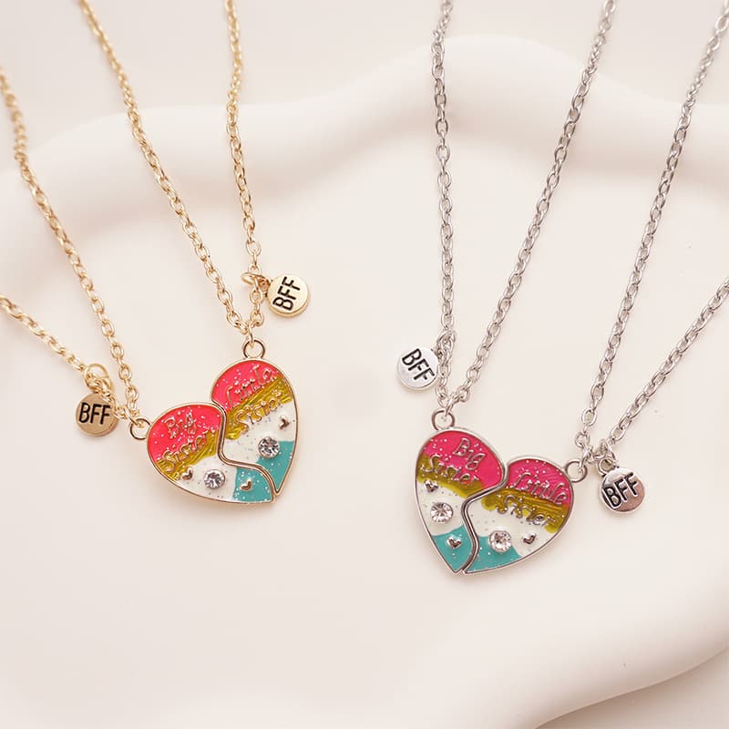 Matching Heart BFF Necklace Set for Best Friends