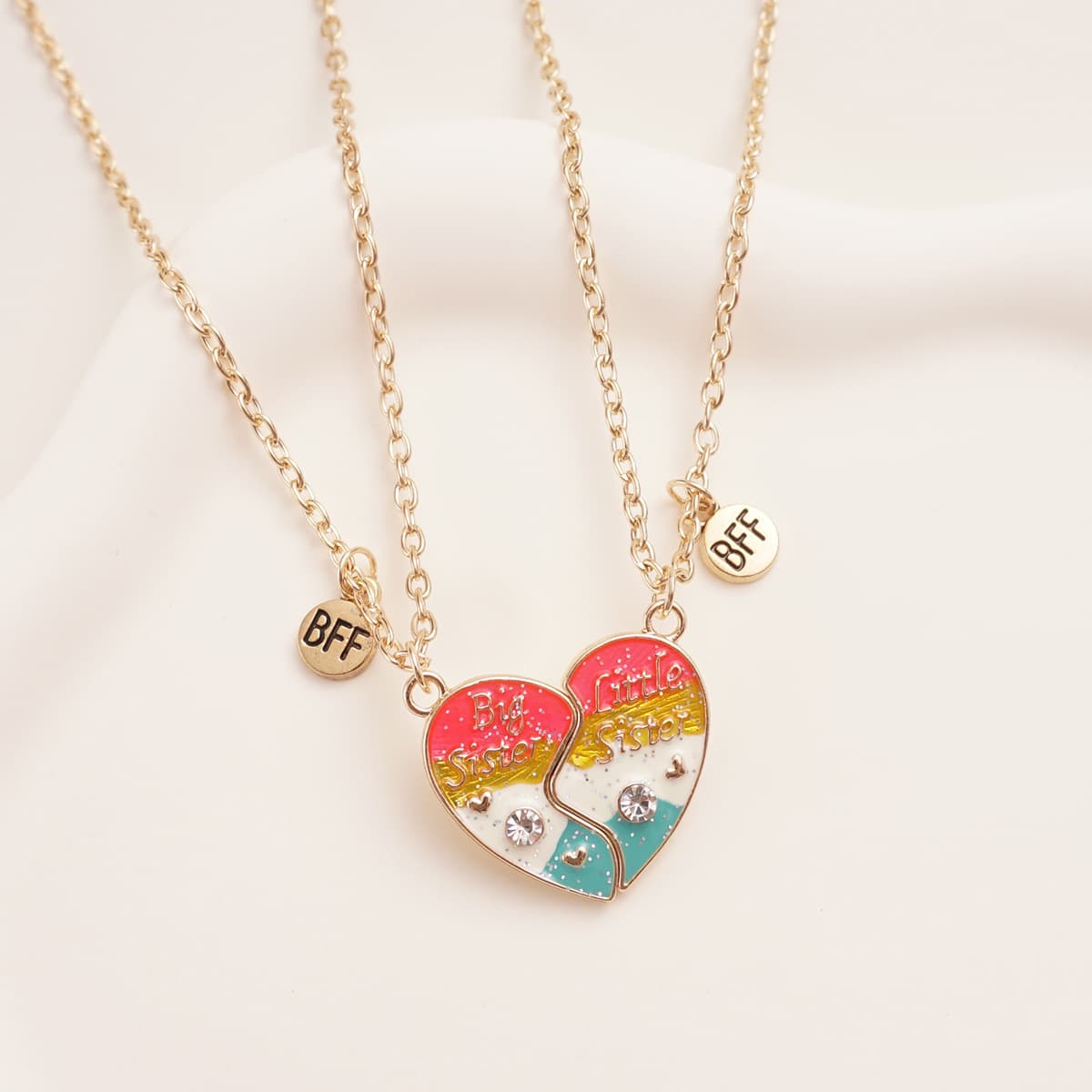 Matching Heart BFF Necklace Set for Best Friends