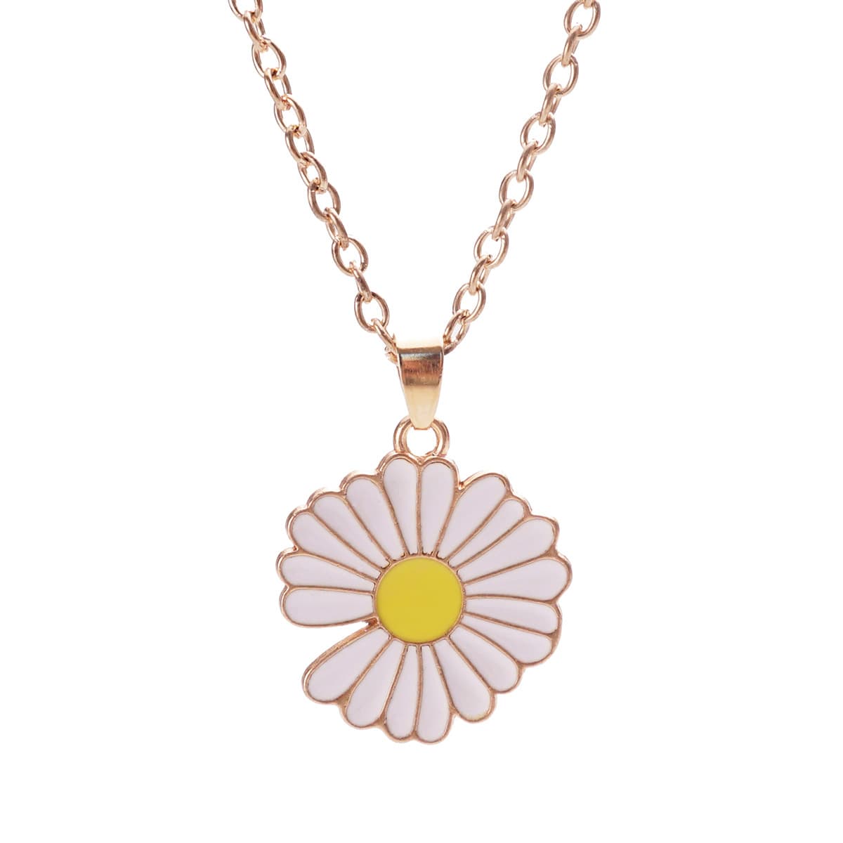 Cute Daisy Pendant Necklace for Girls, Trendy Rose Gold Chain Jewelry Gift