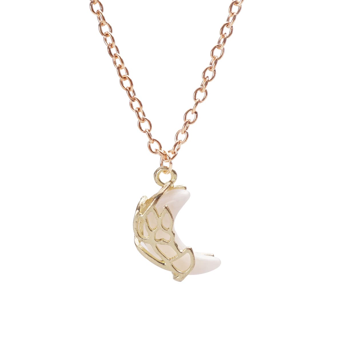 Pink Moon Wing Pendant Necklace - Delicate Alloy Lockbone Chain