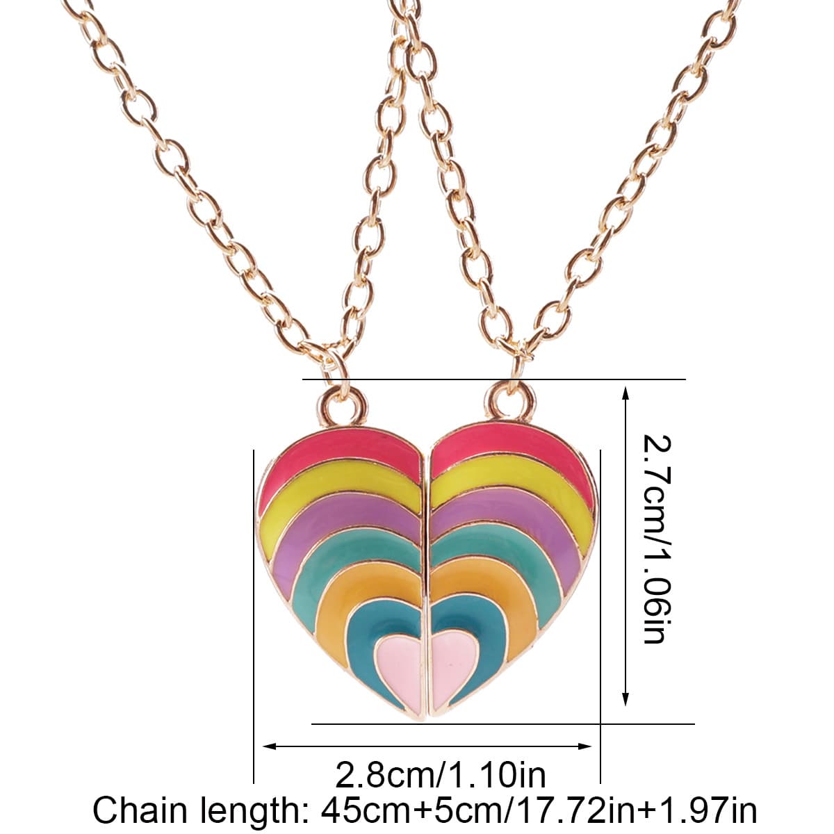Rainbow Heart Friendship Necklaces - Perfect Gift for Best Friends