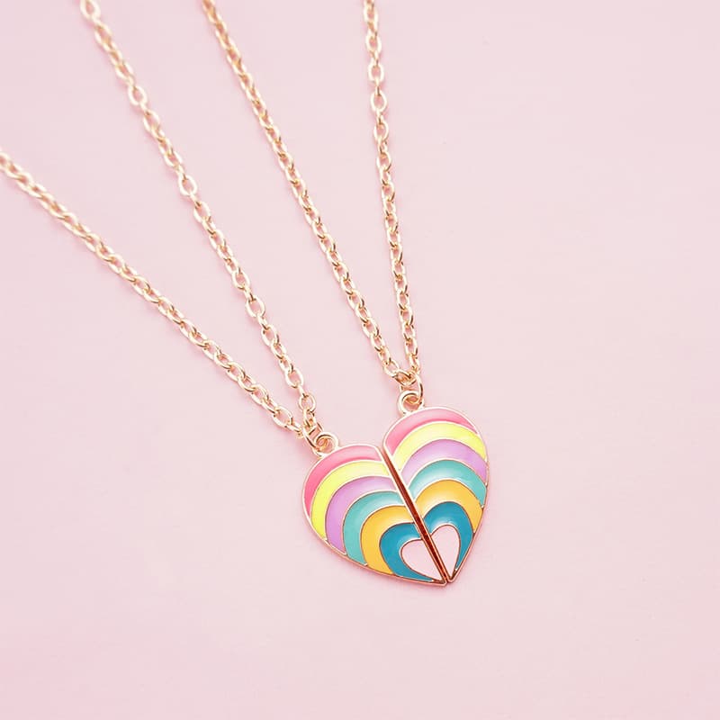 Rainbow Heart Friendship Necklaces - Perfect Gift for Best Friends