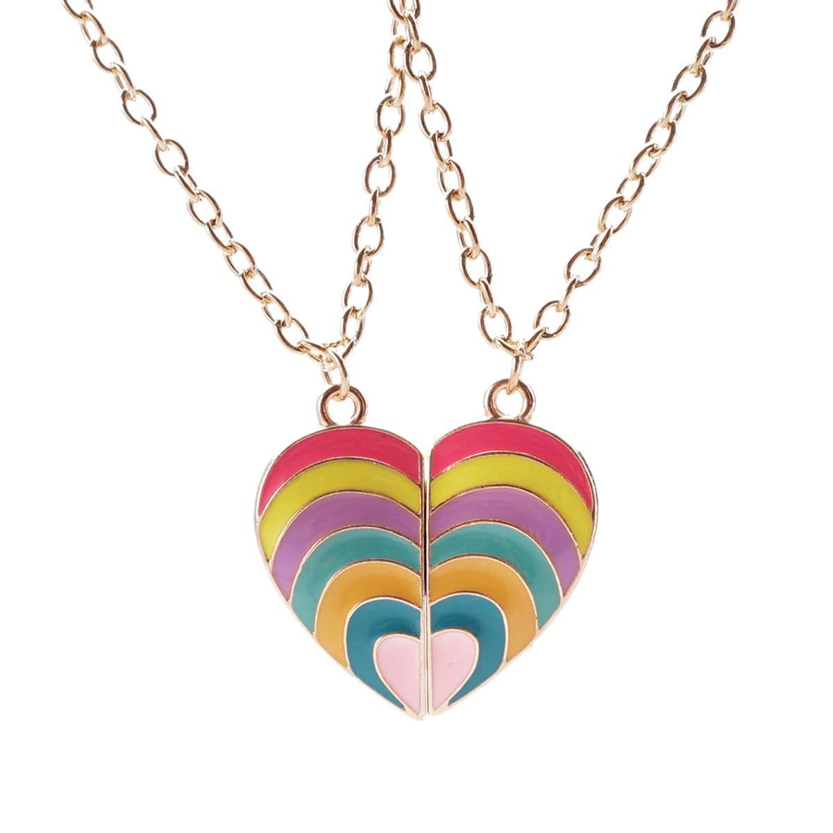 Rainbow Heart Friendship Necklaces - Perfect Gift for Best Friends