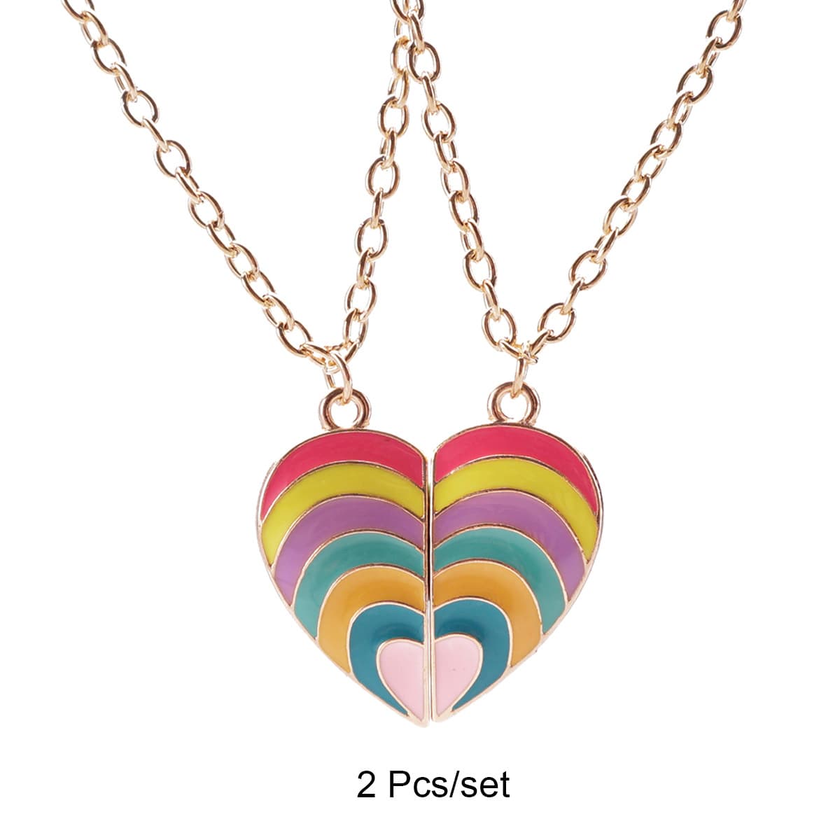 Rainbow Heart Friendship Necklaces - Perfect Gift for Best Friends