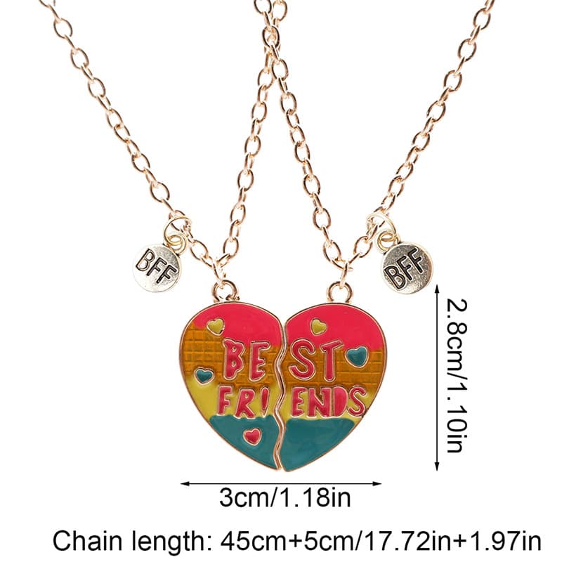 Best Friends Heart Split Necklace - Vibrant Enamel BFF Gift Set