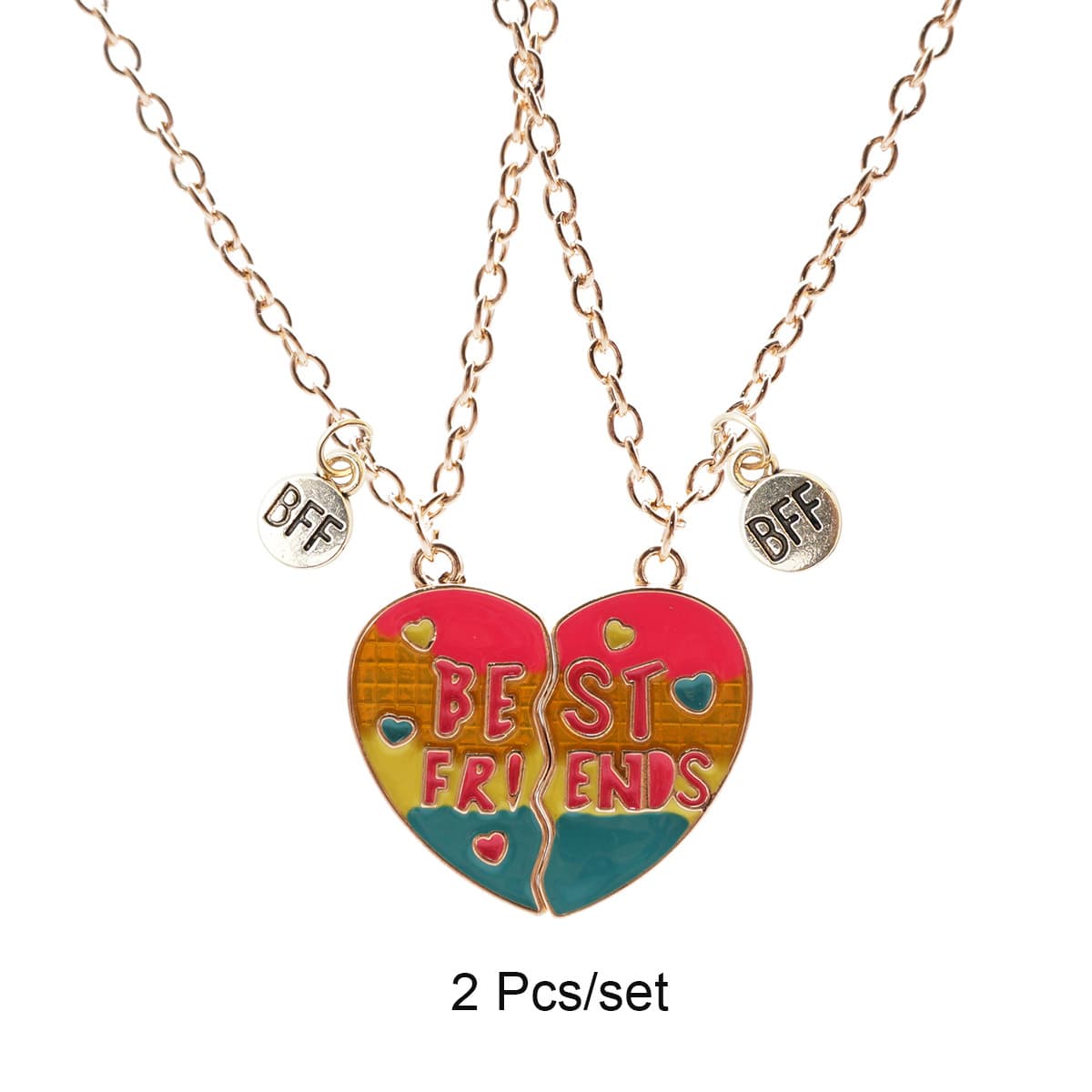 Best Friends Heart Split Necklace - Vibrant Enamel BFF Gift Set