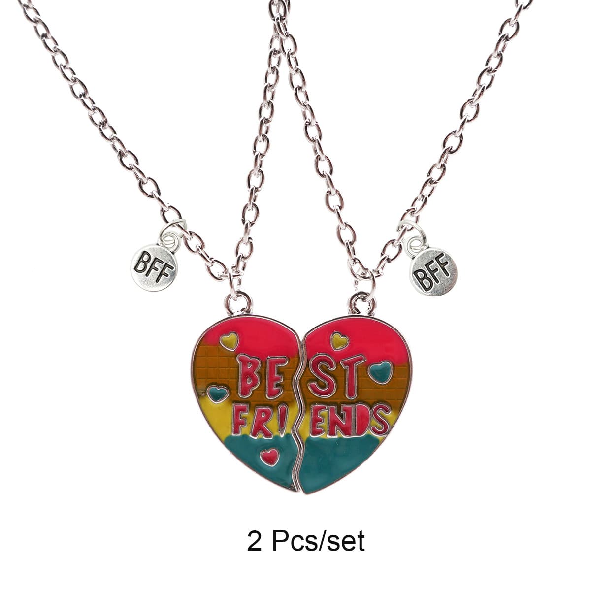 Best Friends Heart Split Necklace - Vibrant Enamel BFF Gift Set