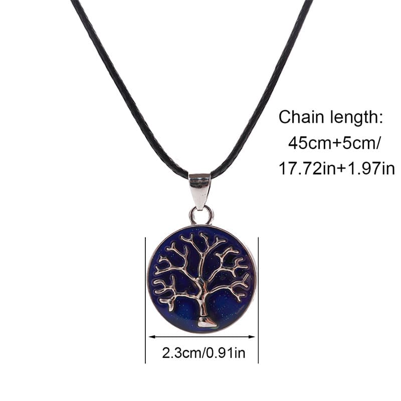 Temperature-Sensitive Tree of Life Pendant Necklace with Color-Changing Cord