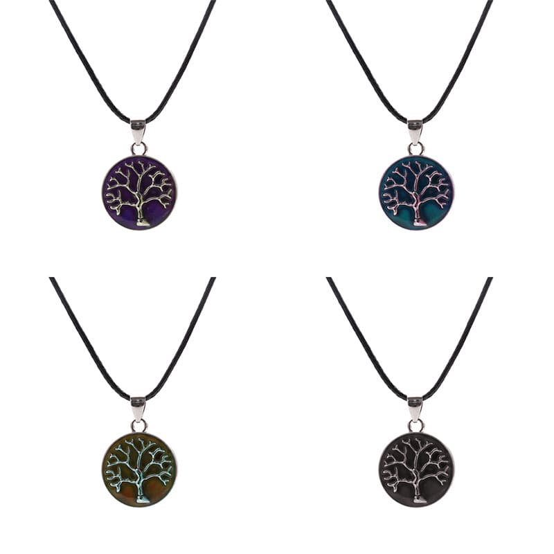 Temperature-Sensitive Tree of Life Pendant Necklace with Color-Changing Cord