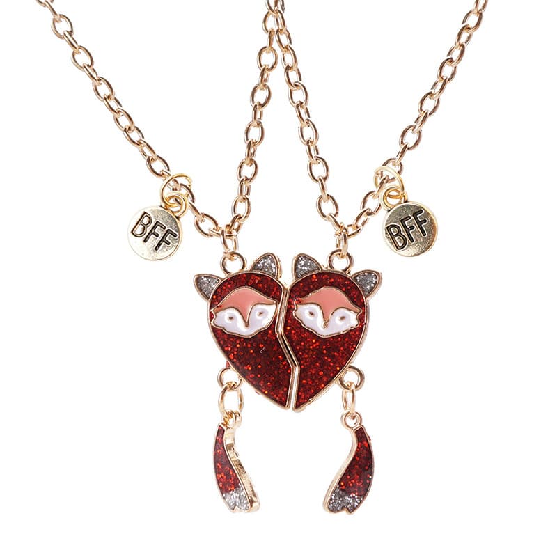 BFF Fox Heart Magnetic Necklace Set for Best Friends