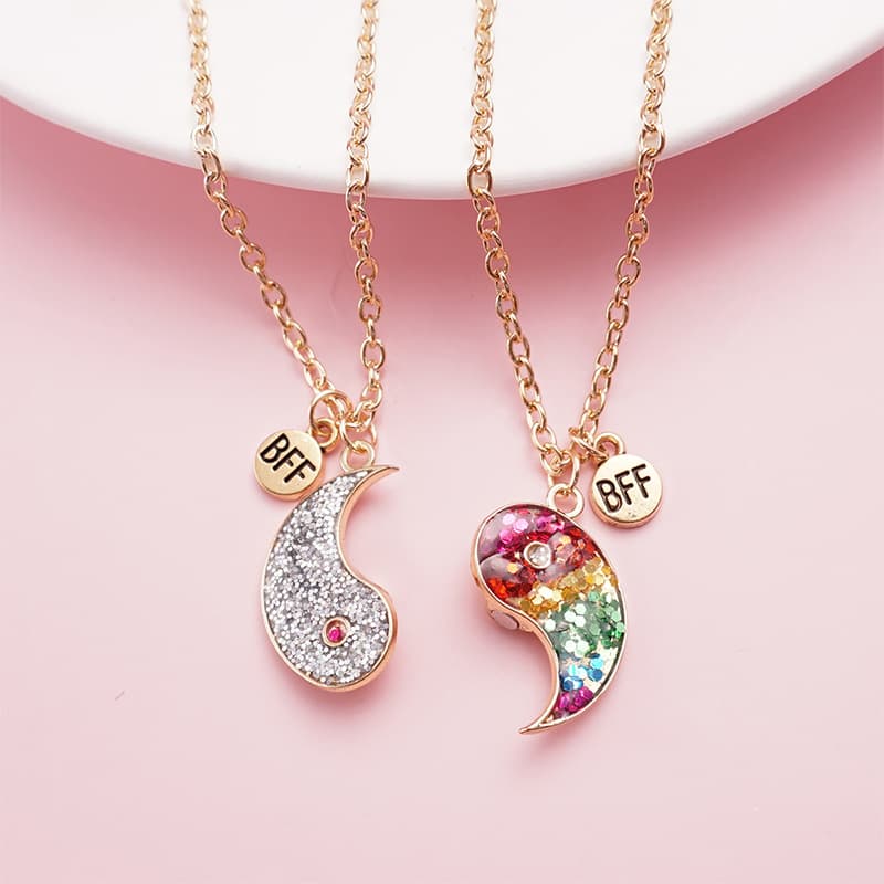 Sparkly Yin Yang BFF Necklaces Set - Perfect Gift for Best Friends