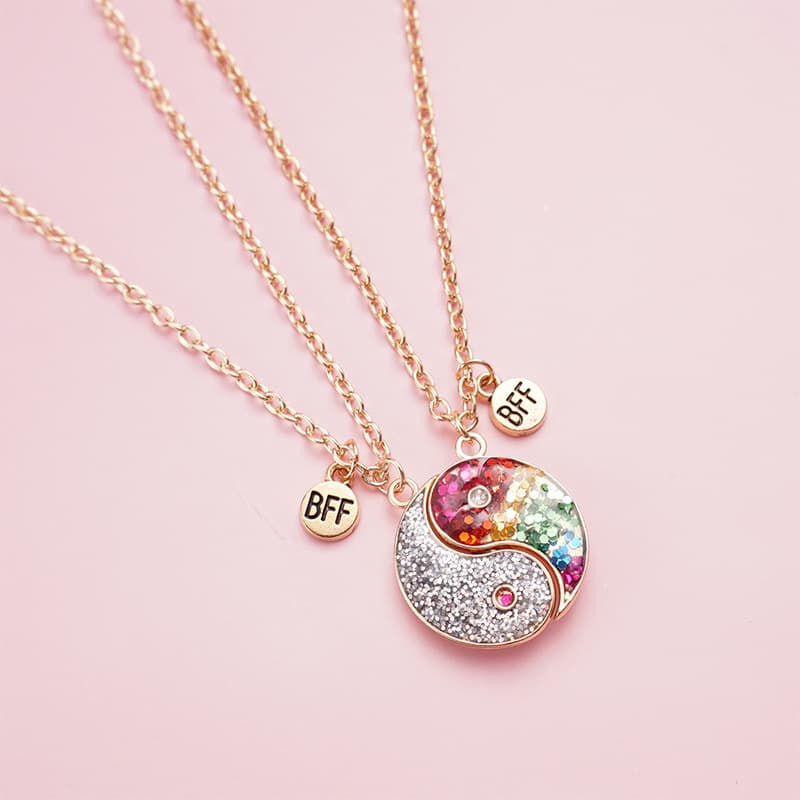 Sparkly Yin Yang BFF Necklaces Set - Perfect Gift for Best Friends