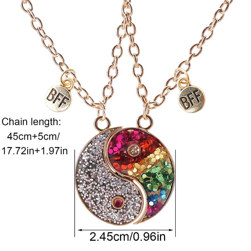Sparkly Yin Yang BFF Necklaces Set - Perfect Gift for Best Friends