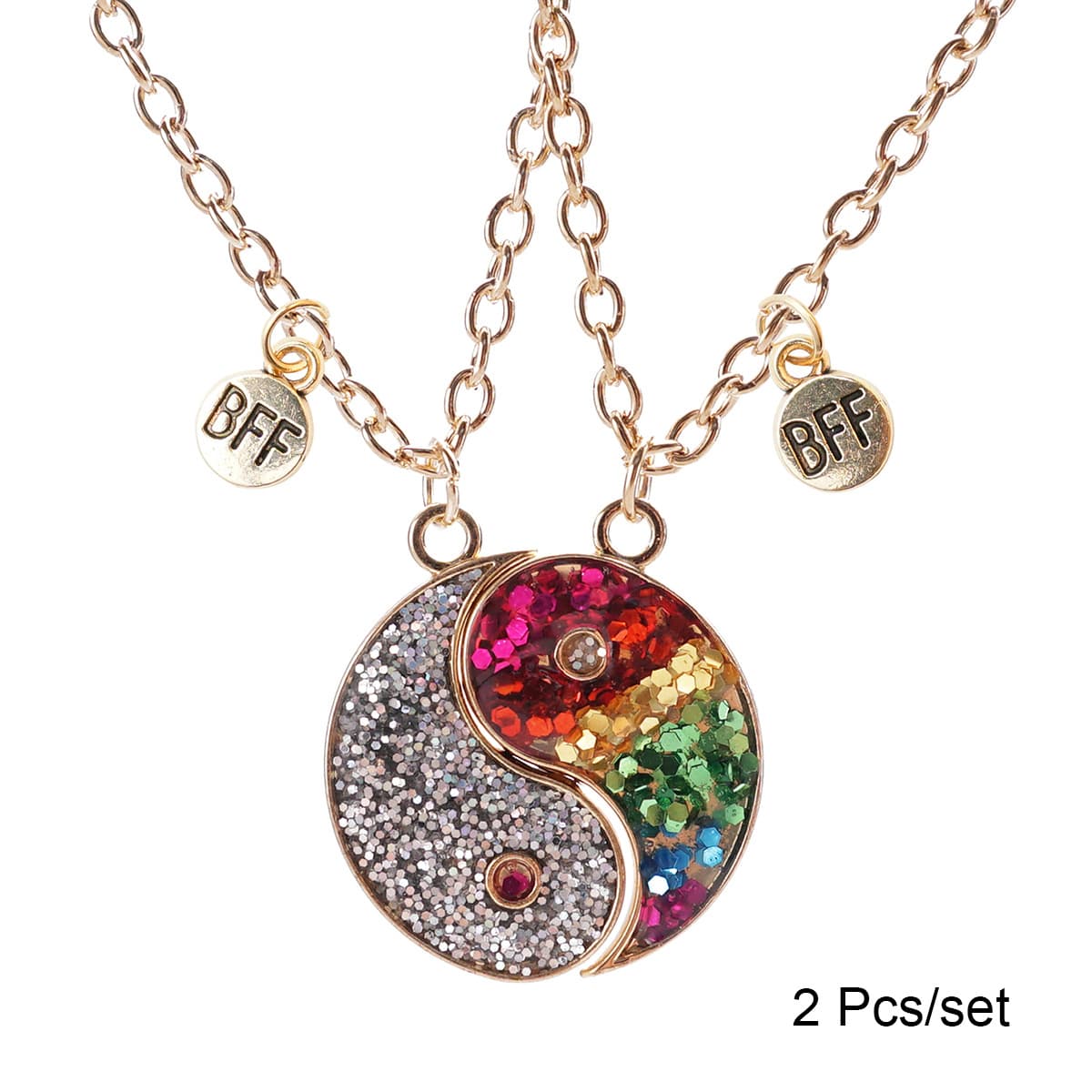 Sparkly Yin Yang BFF Necklaces Set - Perfect Gift for Best Friends
