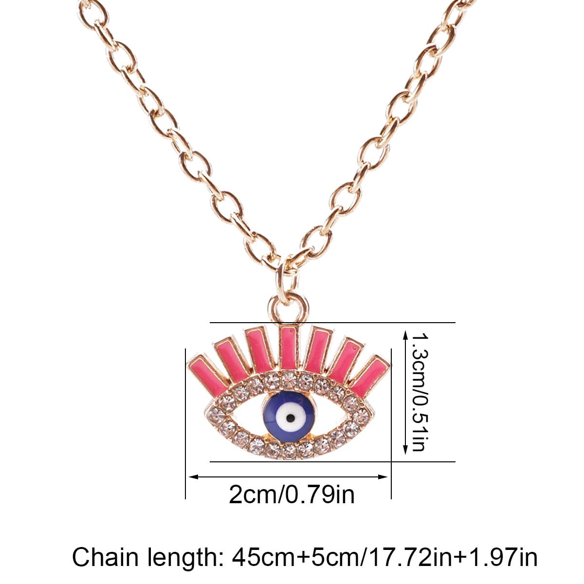 Sparkling Evil Eye Necklaces, Hip-Hop Style Alloy Pendant Chains for Women