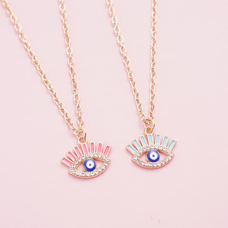 Sparkling Evil Eye Necklaces, Hip-Hop Style Alloy Pendant Chains for Women