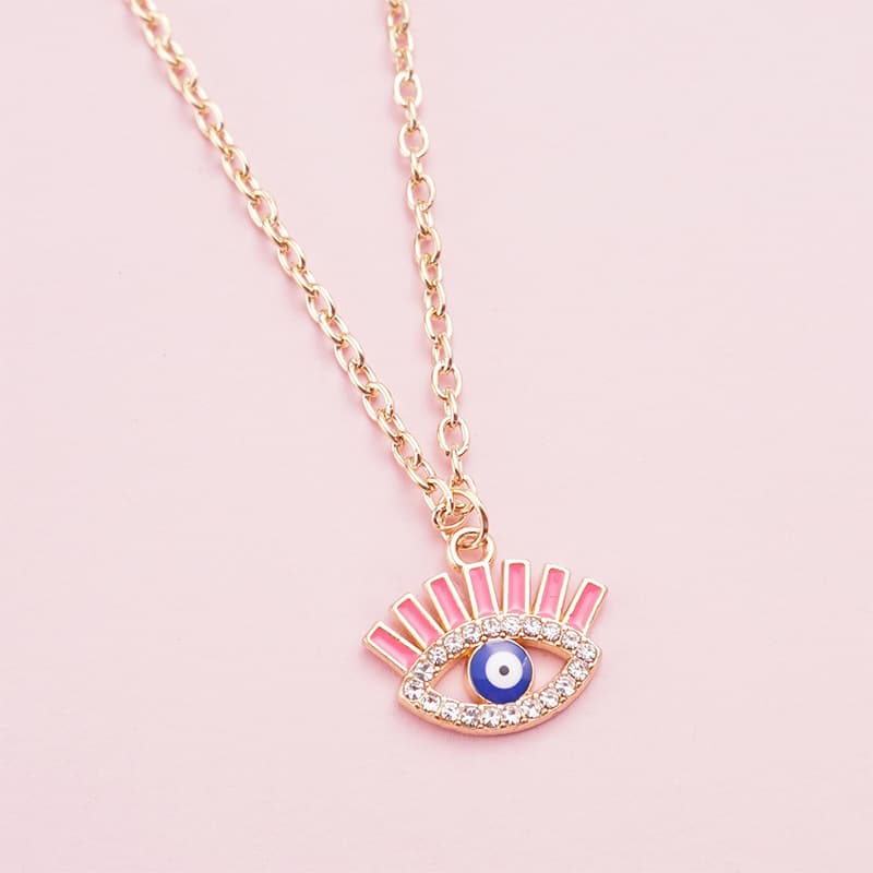 Sparkling Evil Eye Necklaces, Hip-Hop Style Alloy Pendant Chains for Women