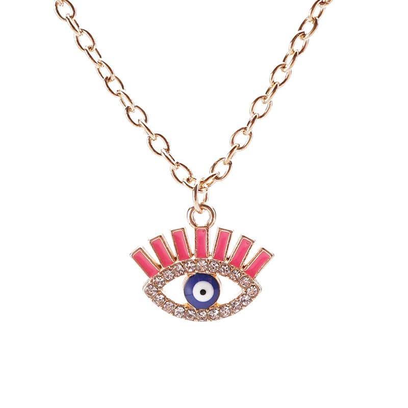 Sparkling Evil Eye Necklaces, Hip-Hop Style Alloy Pendant Chains for Women