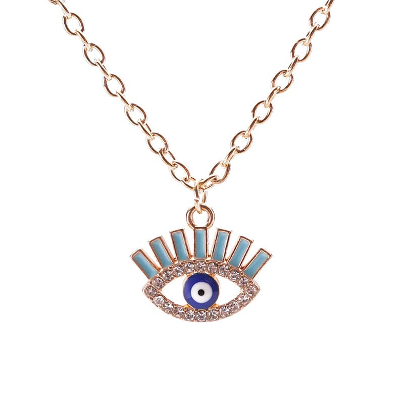 Sparkling Evil Eye Necklaces, Hip-Hop Style Alloy Pendant Chains for Women
