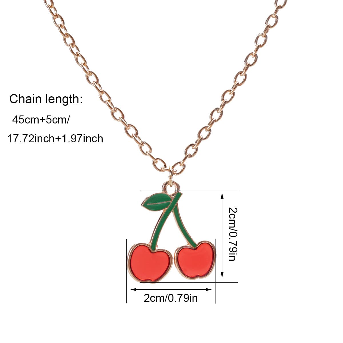 Cute Cherry Pendant Necklaces for Girls, Alloy Enamel Cherry Charm Necklaces