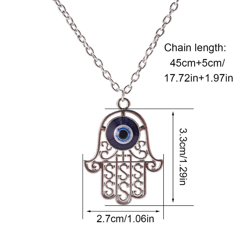 Tempered Color-Changing Evil Eye Hamsa Necklace