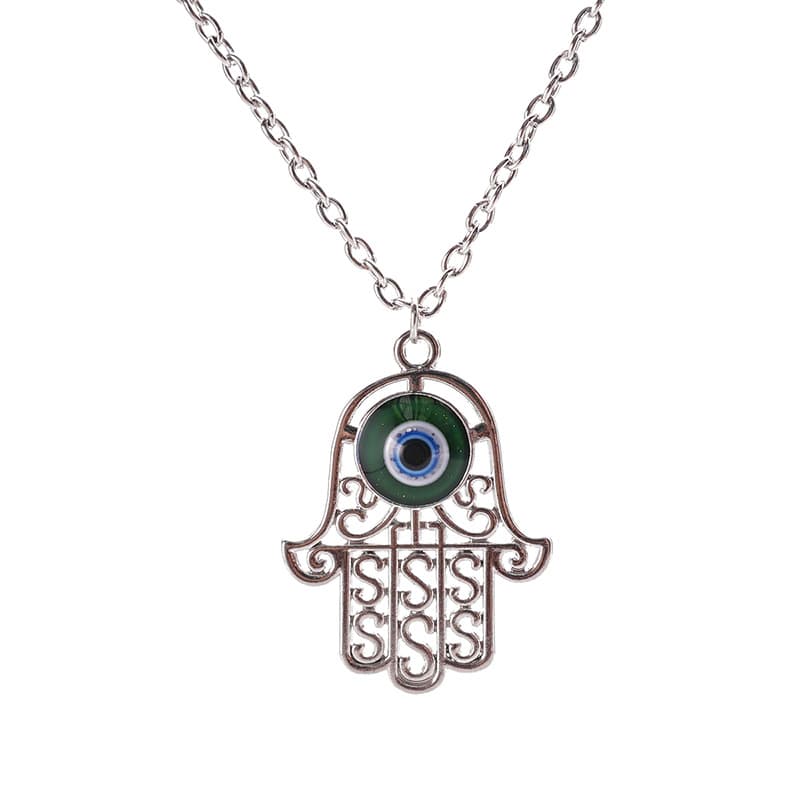 Tempered Color-Changing Evil Eye Hamsa Necklace
